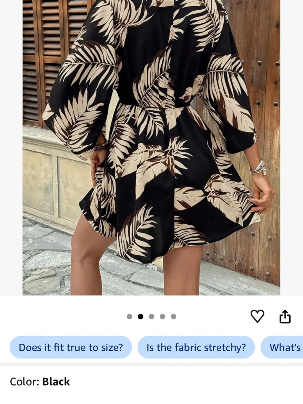 Black Dress with Pale Feather Print